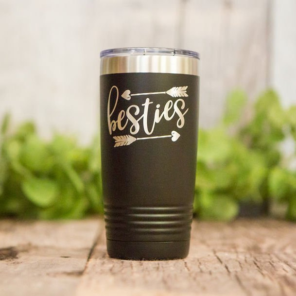 Besties - Engraved Personalized Stainless Steel Tumbler, Best Friend  Birthday Gift, Bestie Mug