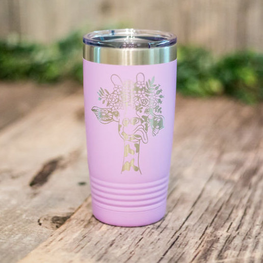 Cute Giraffe – Engraved Stainless Steel Tumbler, Yeti Style Cup