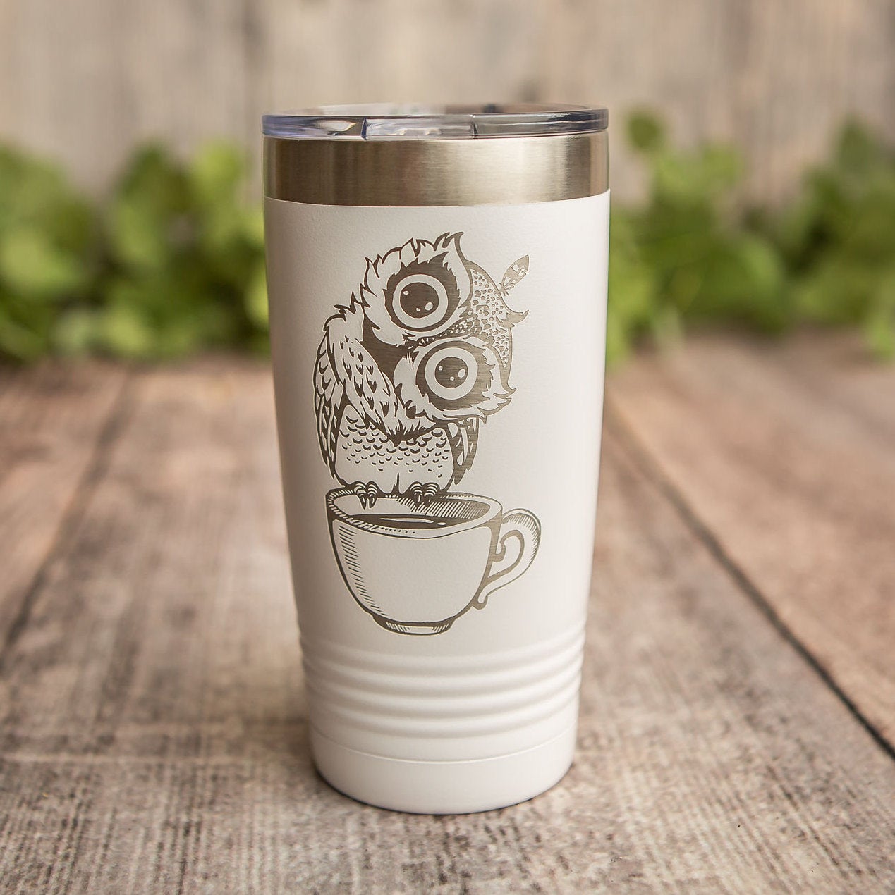 Personalized Funny Cute Green Owl Pattern Travel Mug