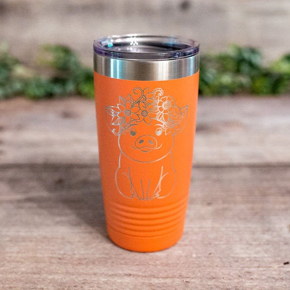 Pig Tumbler with Lid and Straw- Cute Pig Gifts for Pig Lovers