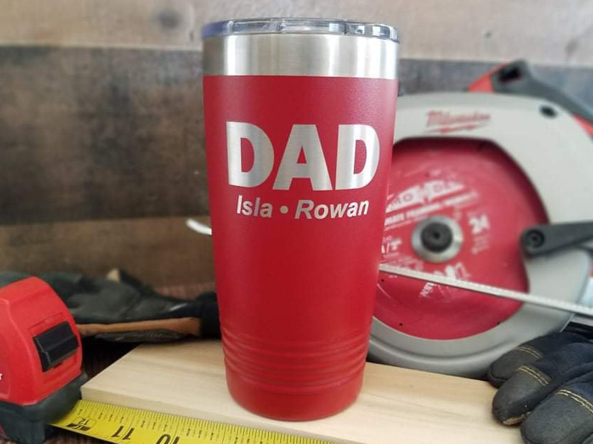 Dad Personalized Engraved Tumbler With Kids Names, Stainless Cup