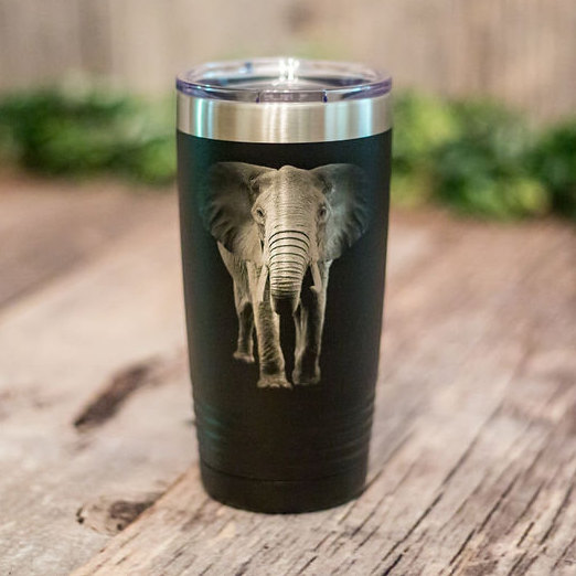 Elephant Tumbler With Straw And Lid, Stainless Steel Insulated