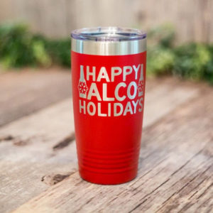 Insulated Holiday Coffee Cup, Personalized Laser Engraved Mug