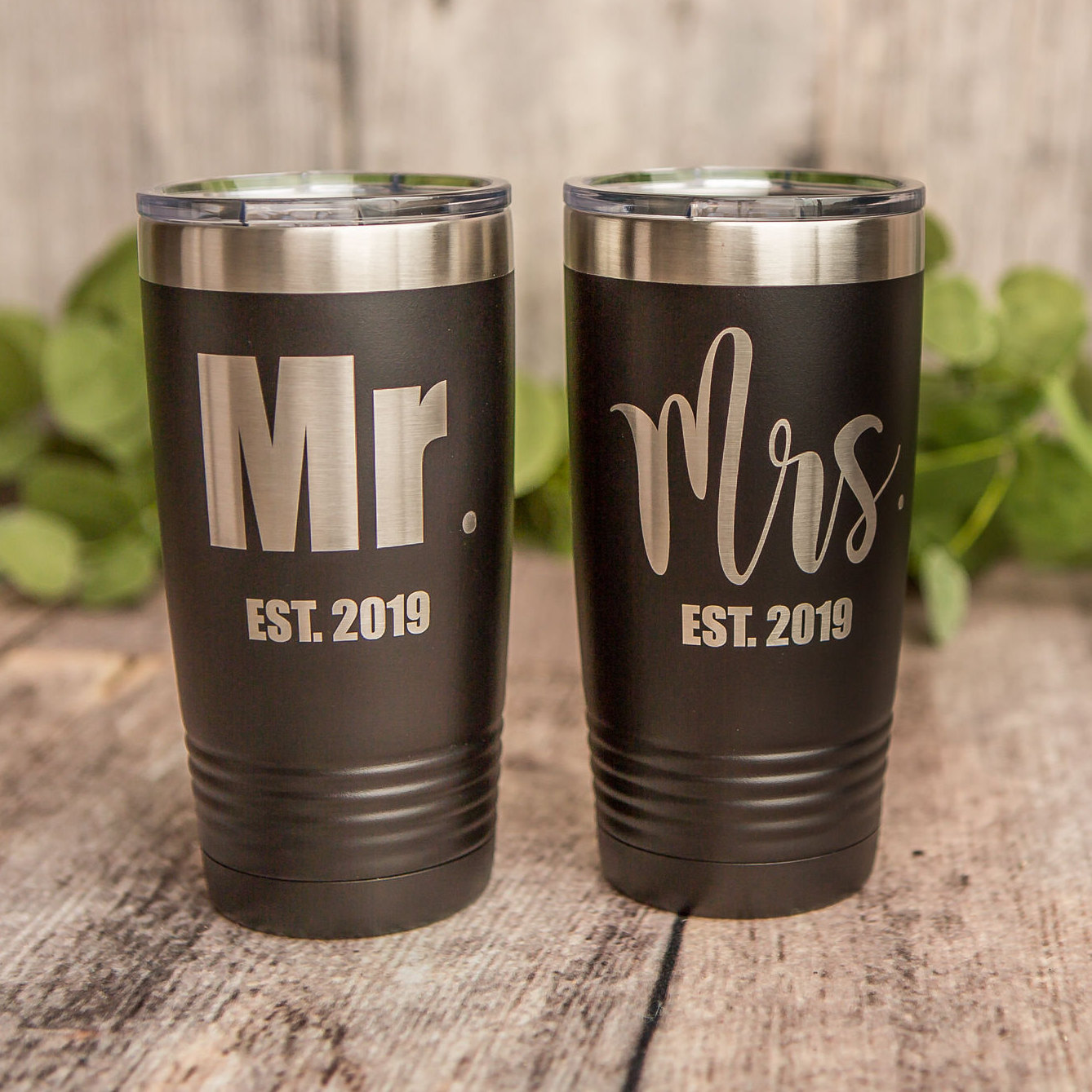 Mr and Mrs Established Tumbler Set - Engraved Stainless Steel Tumbler,  Stainless Cup, Wedding Gift