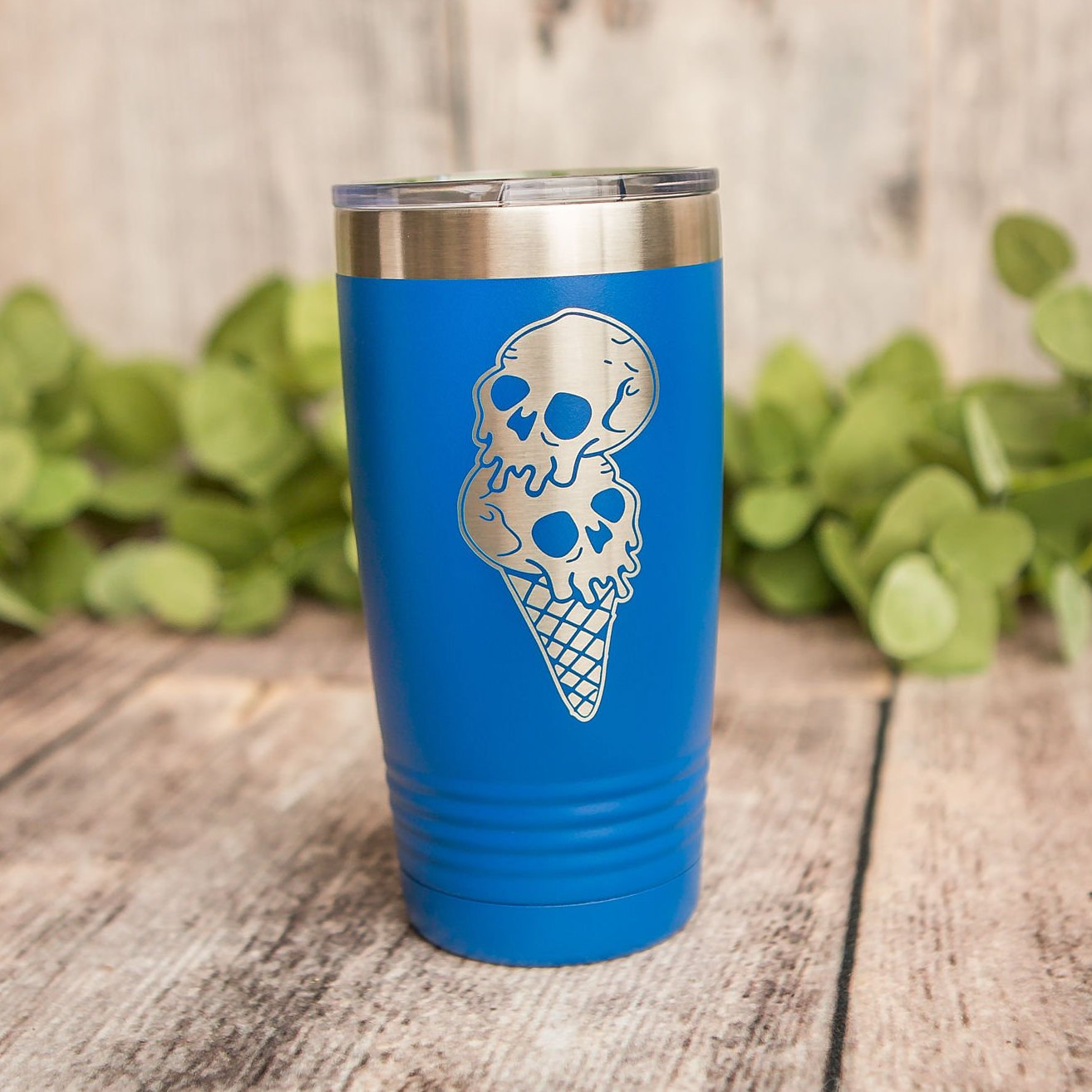 Skull Ice Cream – Engraved Stainless Steel Tumbler, Funny Adult