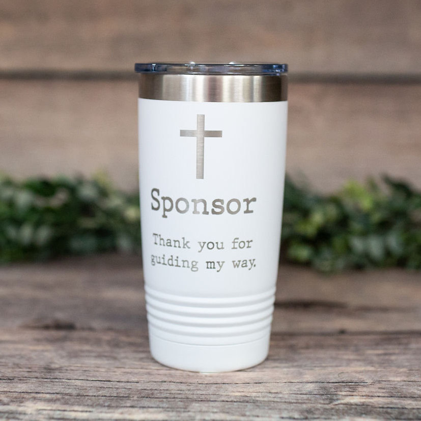 Sponsor Thank You – Engraved Stainless Steel Tumbler, Religious Gift,  Confirmation Gift – 3C Etching LTD